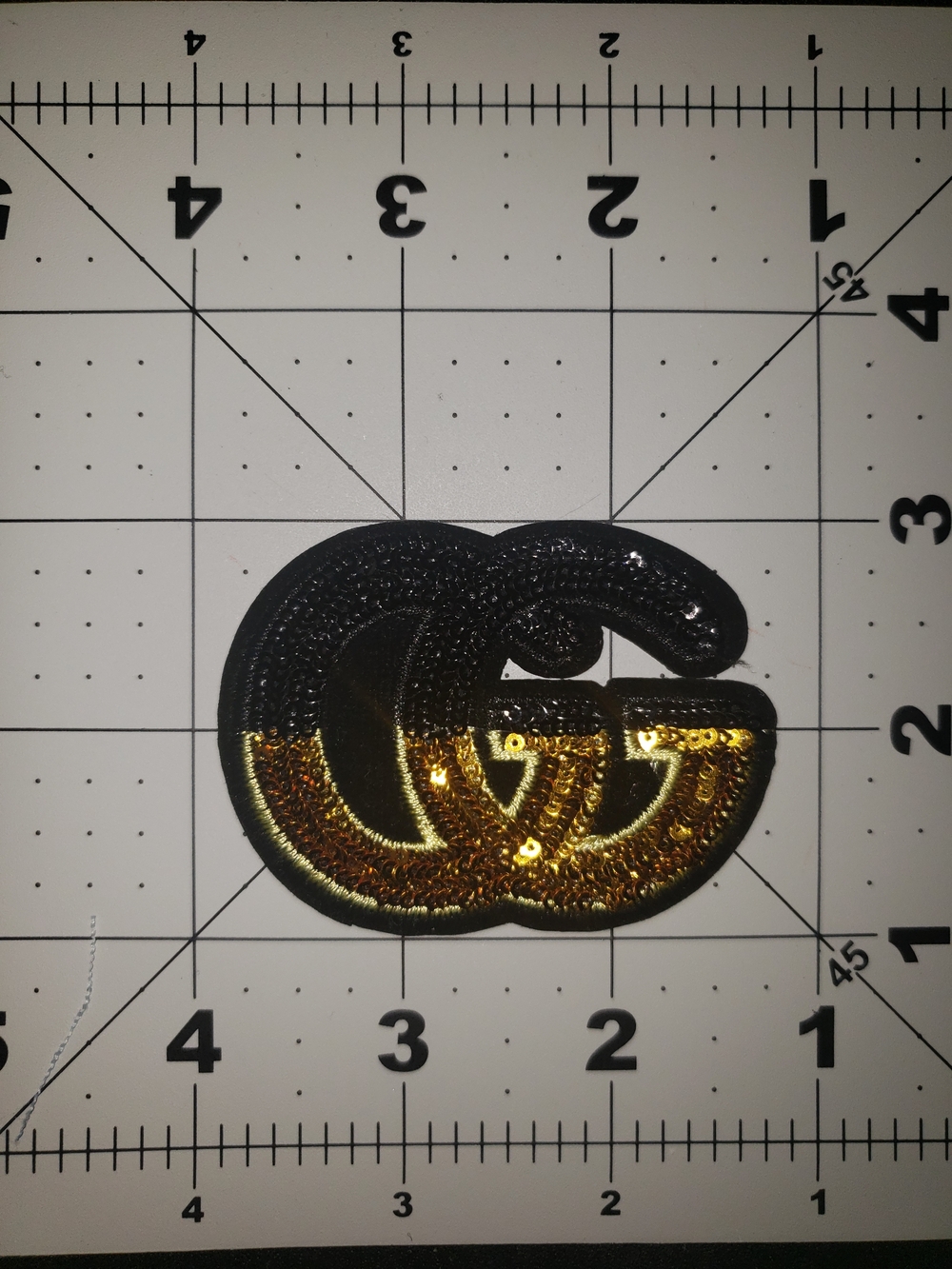 Black & Gold Gucci Sequin Interlocking Logo Patch - Designer Style